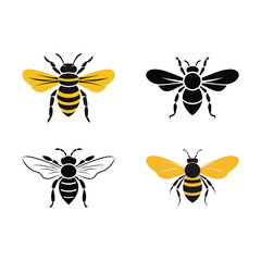 Bee Vector silhouette clipart on a white background