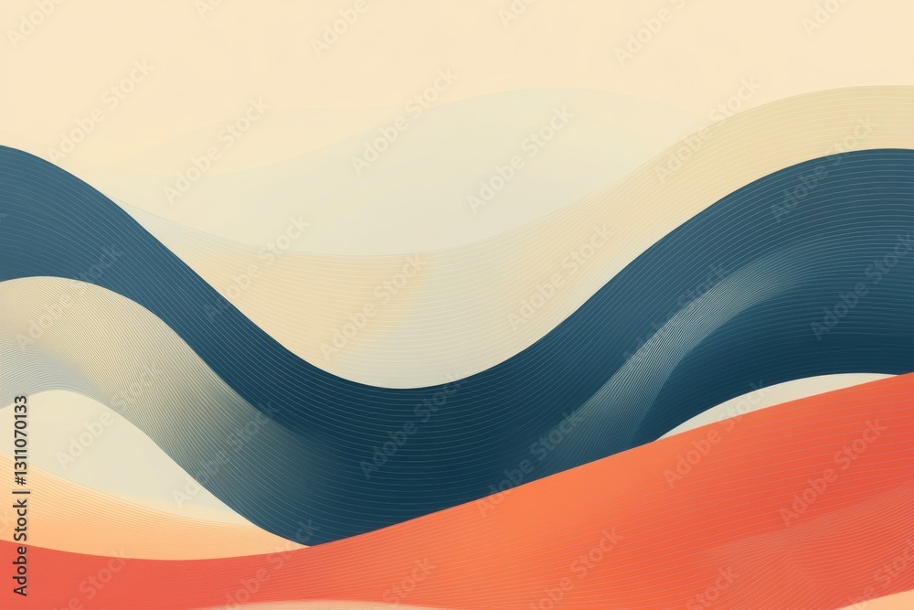 Poster abstract wave: a vibrant abstract background composed of undulating layers of colors, creating a sen
