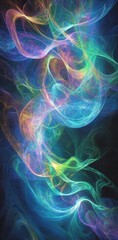 Fototapeta premium Generate an abstract background with flowing curves in blue, green, and purple colors. The design should evoke the feeling of being inside or near an aurora borealis