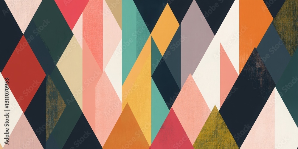 Poster geometric kaleidoscope: this abstract composition features a dynamic array of geometric shapes, incl