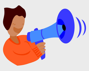 a boy holding megaphone vector illustration. Perfect for business illustration, banner, social media etc
