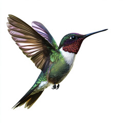 Fototapeta premium Colorful hummingbird in flight on white background