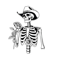 Skull Cowboy With Rose