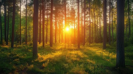 Obraz premium Generic Peaceful Forest Moment Clearing Colorful Sunset