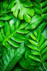 Obraz premium A bunch of green leaves that are laying on the ground