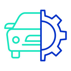 Car settings outline dual color icon
