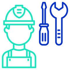 Car mechanic outline dual color icon