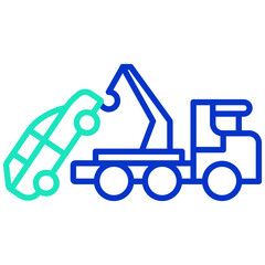 Car Tow Truck outline dual color icon