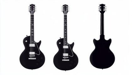 Black Electric Guitars, Three Views, Studio