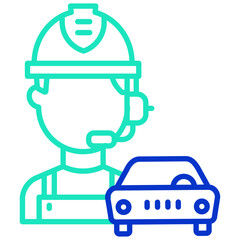 car mechanic female outline dual color icon