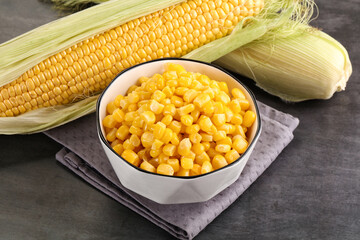 Canned sweet young corn grain