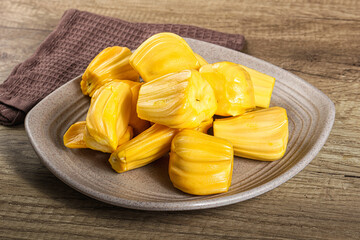 Raw ripe yellow jackfruit segment