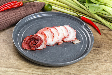 Raw octopus sashimi snack apetizer