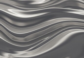 Obraz premium Fluid Silver Waves Abstract Background. AI Generated