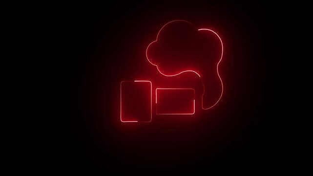 Animation of glowing neon hydrogen peroxide with cloud icon . neon sign .
