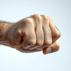 Naklejka premium Man's fist clenched, studio shot