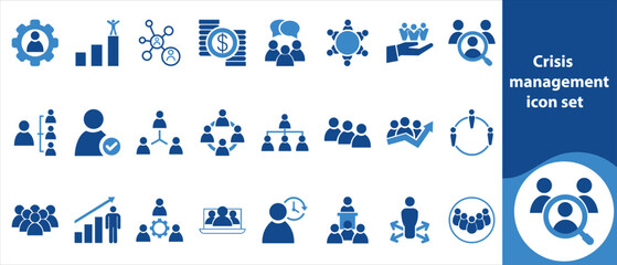 Crisis management icon set, risk, management, analysis, escalation, contingency, mitigation, umbrella, business, audit, icon, crisis, plan, alert, assessment, hazard, project and more