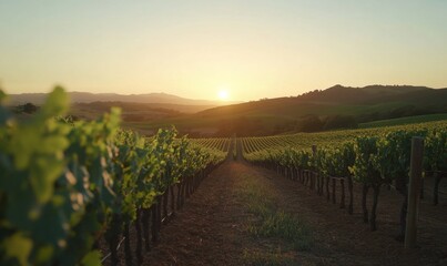 Naklejka premium Vineyard sunset vista