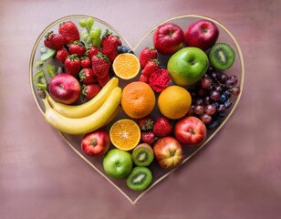 Sweet heart-shaped fruit arrangement celebrating love with natural vibrant flavors