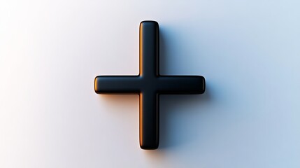 Obraz premium A stylized black plus sign on a light background, symbolizing addition and positivity.