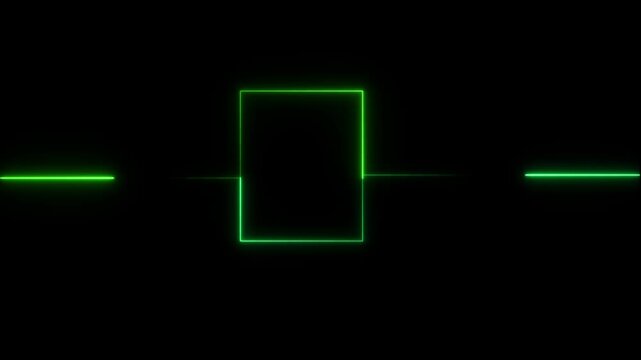 Abstract black background glowing Neon light frame rectangle loading icon in 4k video animation.Glowing neon square frame animation