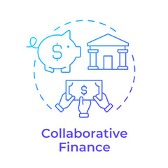 Collaborative finance blue gradient concept icon. Community projects realization. Type of sharing economy. Round shape line illustration. Abstract idea. Graphic design. Easy to use in presentation
