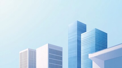 Obraz premium City skyscrapers, sunny day, clear sky, urban landscape, real estate