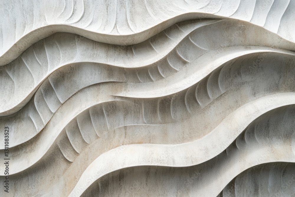 Poster abstract wave pattern: a close-up shot of an artistic wall with a wave pattern creating a rhythmic a