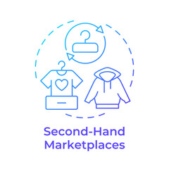 Second hand marketplaces blue gradient concept icon. Exchanging pre owned goods. Sharing economy model. Round shape line illustration. Abstract idea. Graphic design. Easy to use in infographic