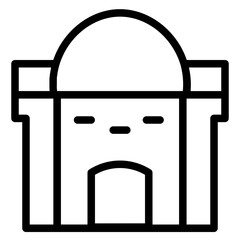 Office Retro Building Line Icon