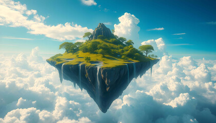 Flying Island In The Sky AI Generative