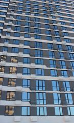 Concrete Modern Apartment House Facade. New Budget Housing in a Modern City