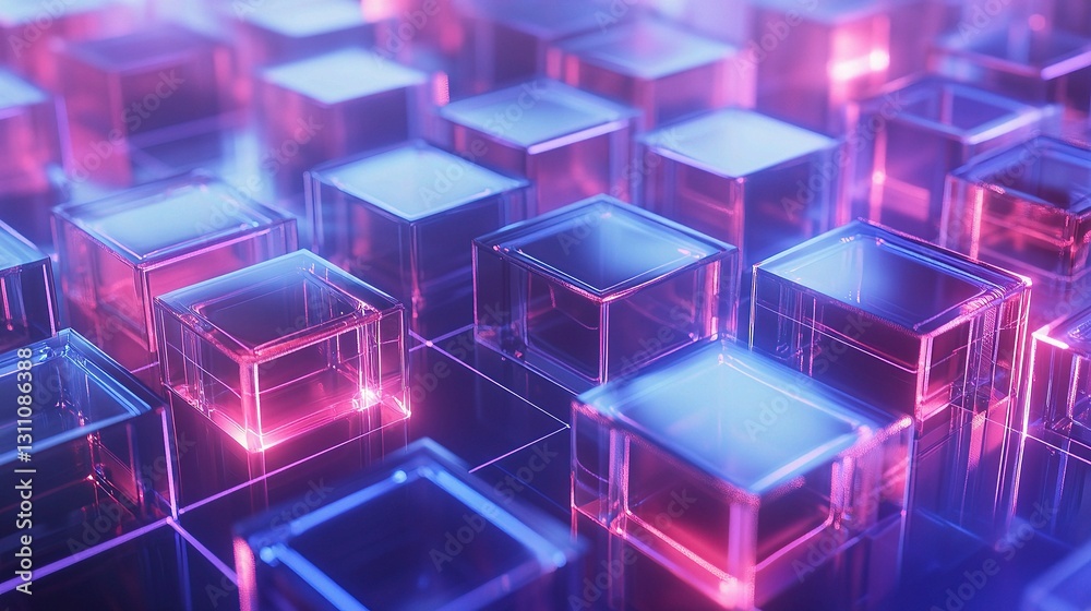 Poster abstract 3d render of digital network with interconnected lines