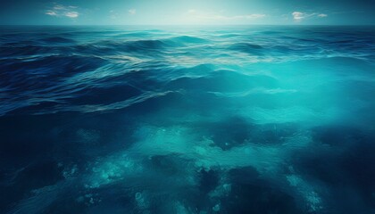 Fototapeta premium A smooth transition from turquoise water to the deep navy blue of ocean depths, evoking the mystery and allure of the sea’s hidden layers. 