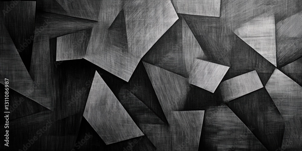 Poster abstract geometric design: an abstract geometric design in monochromatic shades creating a captivati