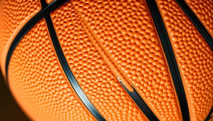 Obraz premium Close-Up on a Textured Orange Basketball with Black Seams