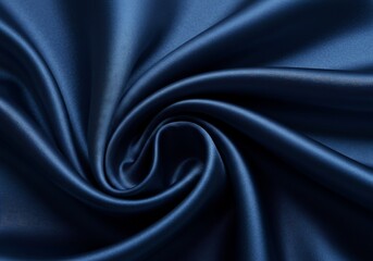 Fototapeta premium Deep blue satin fabric swirls softly glowing underneath a gentle light. AI Generated
