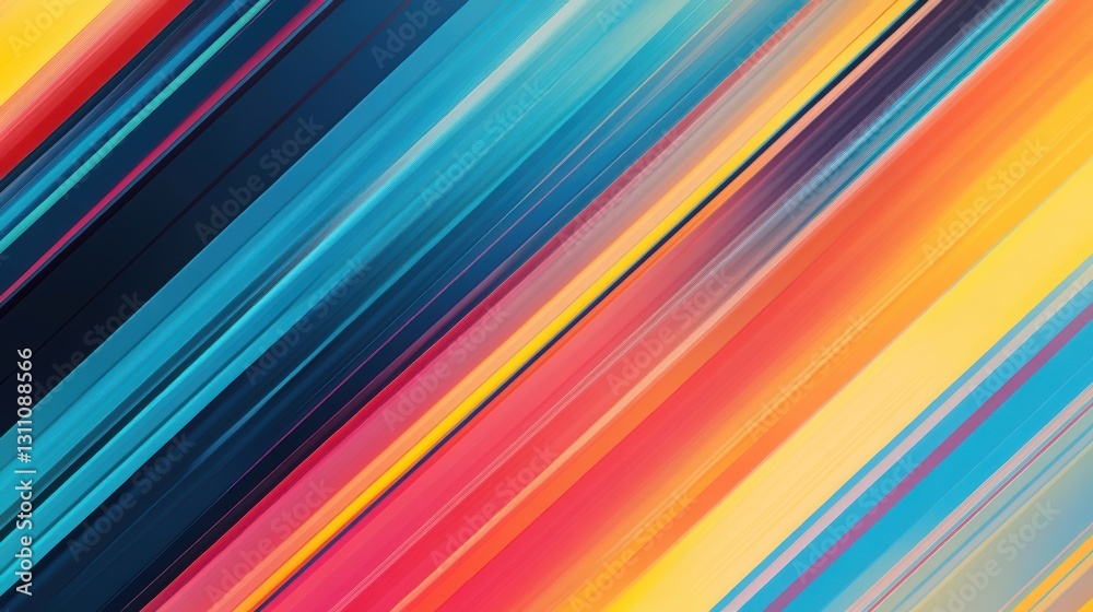 Poster abstract rainbow spectrum: a vibrant display of colorful, diagonal lines, creating a sense of moveme