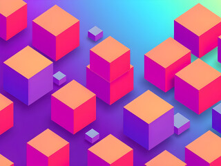 Obraz premium An ultra-modern geometric pattern with isometric 3D cubes and vibrant color contrast