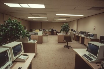 Empty 1980s computer room