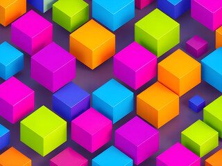Obraz premium An ultra-modern geometric pattern with isometric 3D cubes and vibrant color contrast