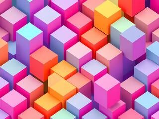 Obraz premium An ultra-modern geometric pattern with isometric 3D cubes and vibrant color contrast