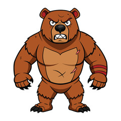 Art & Illustration of Angry Brown Bear Mascot 