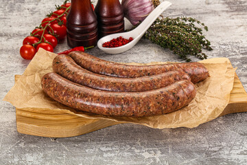 Raw beef and lamb sausages