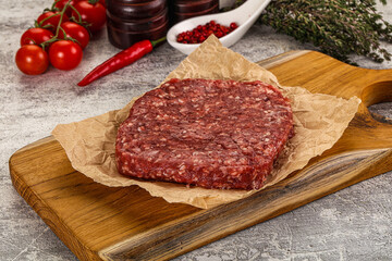 Raw beef burger cutlet for grill