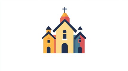 Colorful cartoon church buildings