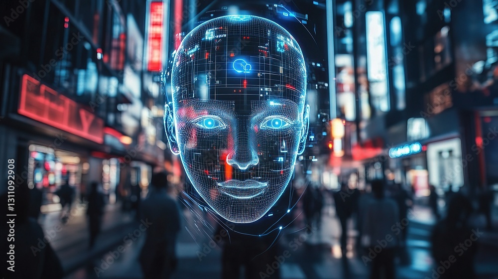 Poster advanced ai driven facial recognition system in urban environment