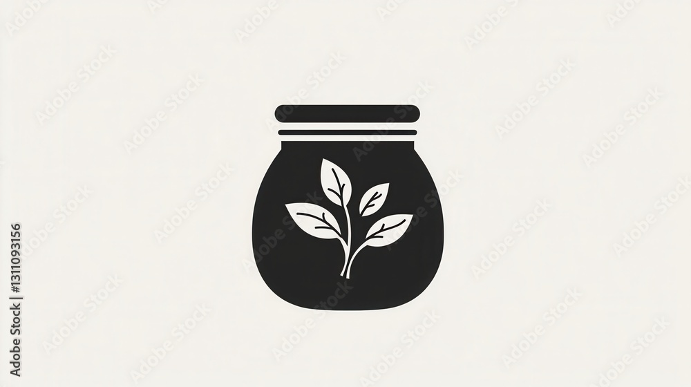 Aufkleber elegant minimalist spice jar logo featuring simple black and white design for modern herbal branding
