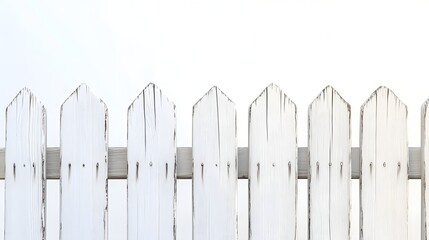 Fototapeta premium White Wooden Fence Against A Bright Background