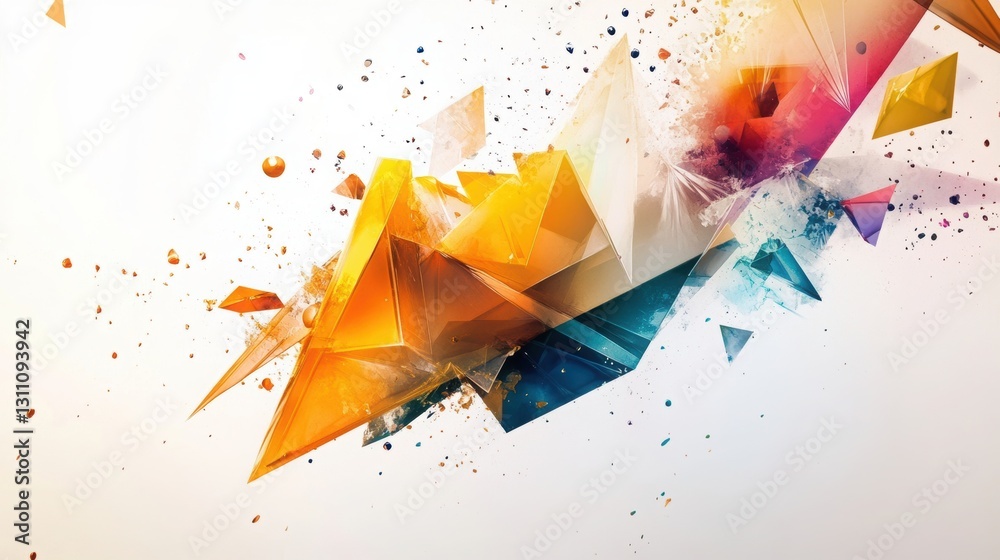 Poster abstract geometry: an explosion of vibrant colors and geometric shapes create a dynamic and captivat